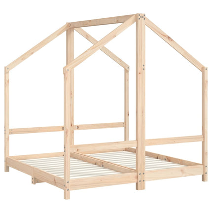 Sängram för barnsäng 2x(70x140) cm massiv furu