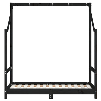 Sängram för barnsäng svart 2x(70x140) cm massiv furu