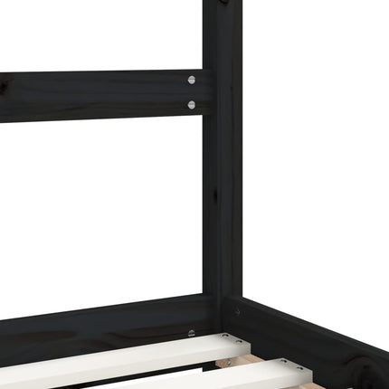 Sängram för barnsäng svart 2x(70x140) cm massiv furu