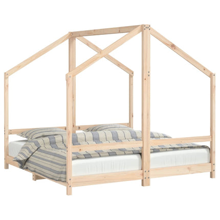 Sängram för barnsäng 2x(80x160) cm massiv furu