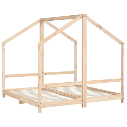Sängram för barnsäng 2x(80x160) cm massiv furu