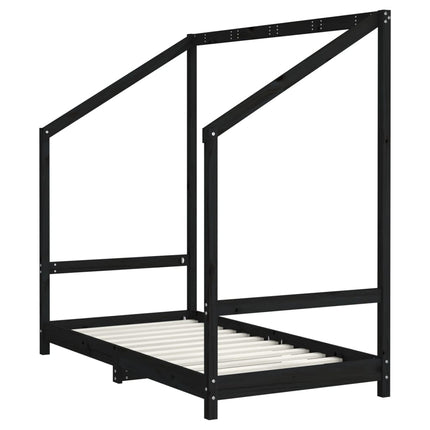 Sängram för barnsäng svart 2x(80x160) cm massiv furu