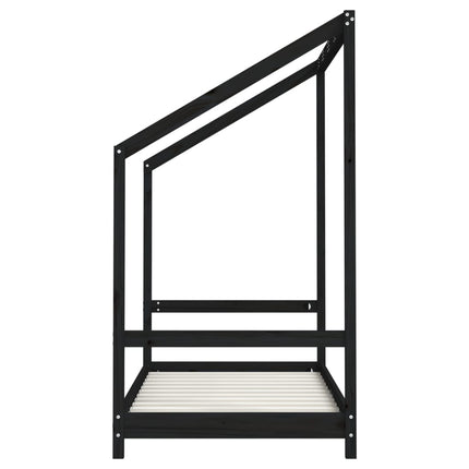 Sängram för barnsäng svart 2x(80x160) cm massiv furu