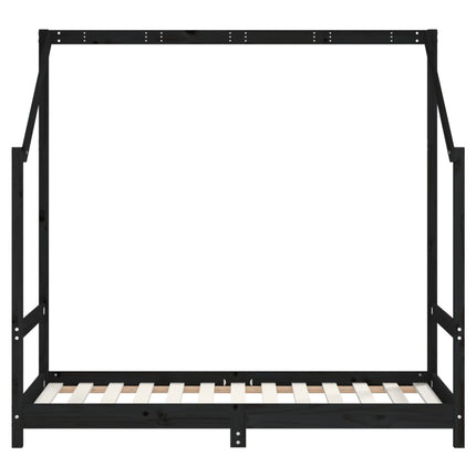 Sängram för barnsäng svart 2x(80x160) cm massiv furu