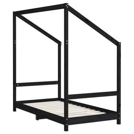 Sängram för barnsäng svart 2x(80x160) cm massiv furu