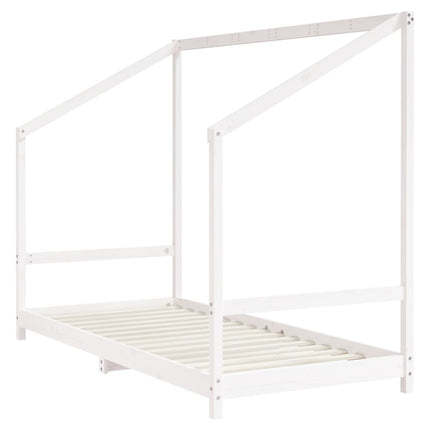 Sängram för barnsäng vit 2x(90x190) cm massiv furu