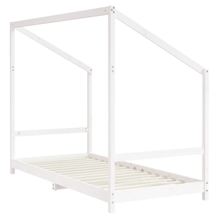 Sängram för barnsäng vit 2x(90x190) cm massiv furu
