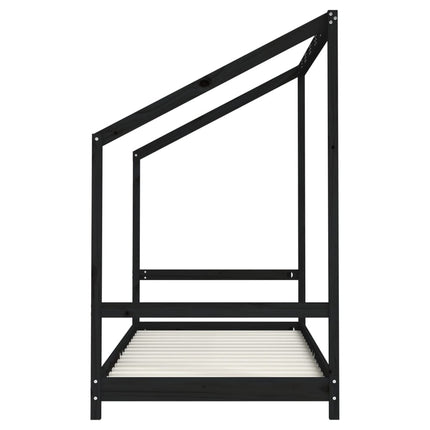 Sängram för barnsäng svart 2x(90x190) cm massiv furu