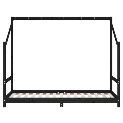 Sängram för barnsäng svart 2x(90x190) cm massiv furu