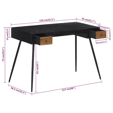Skrivbord 117x56,5x75 cm massiv återvunnen teak