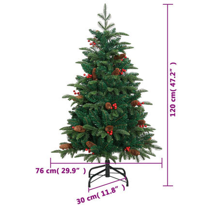 Plastgran med kottar och röda bär gångjärn 120 cm