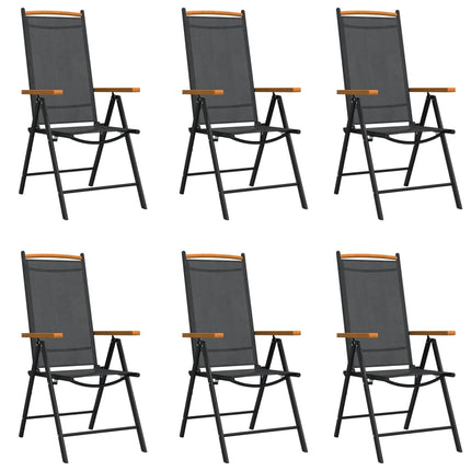 Matgrupp för trädgården 7 delar svart aluminium