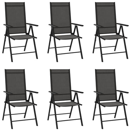 Matgrupp för trädgården 7 delar svart aluminium