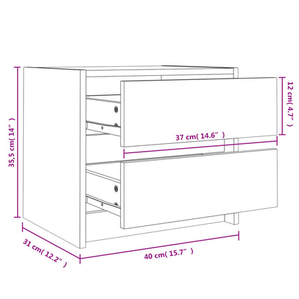 Sängbord vit 40x31x35,5 cm massiv furu