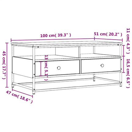 Soffbord sonoma-ek 100x51x45 cm konstruerat trä