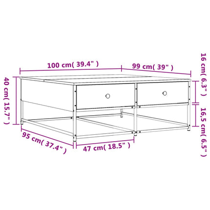 Soffbord sonoma-ek 100x99x40 cm konstruerat trä