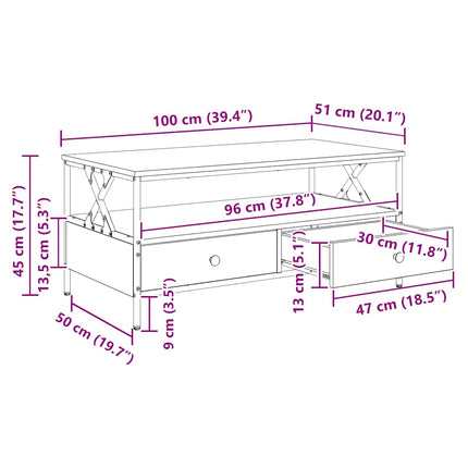Soffbord svart 100x51x45 cm konstruerat trä