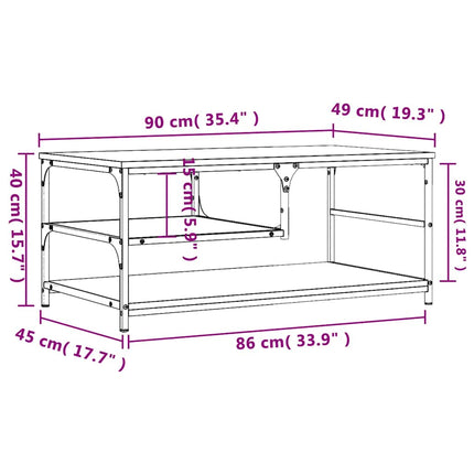 Soffbord rökfärgad ek 90x49x40 cm konstruerat trä