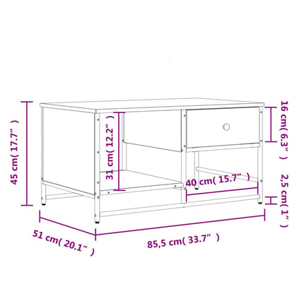 Soffbord svart 85,5x51x45 cm konstruerat trä
