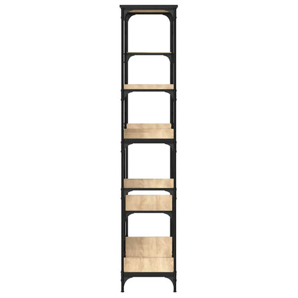 Bokhylla sonoma-ek 99x35,5x176 cm konstruerat trä och stål