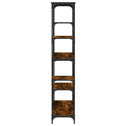 Bokhylla rökfärgad ek 99x35,5x176 cm konstruerat trä och stål