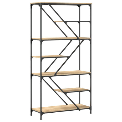 Bokhylla sonoma-ek 91x36x176 cm konstruerat trä och stål