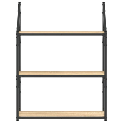 Vägghylla 3 hyllor sonoma-ek 60x21x78,5 cm konstruerat trä