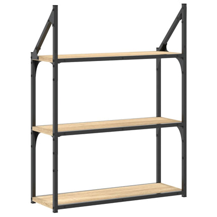 Vägghylla 3 hyllor sonoma-ek 60x21x78,5 cm konstruerat trä