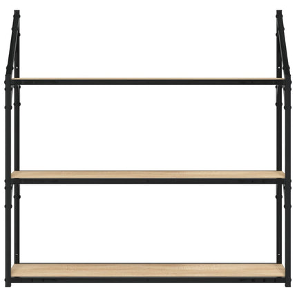 Vägghylla 3 hyllor sonoma-ek 80x21x78,5 cm konstruerat trä