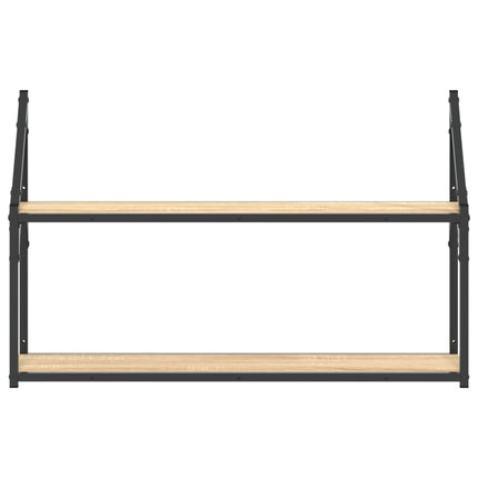 Vägghylla 2 hyllor sonoma-ek 80x21x51 cm konstruerat trä