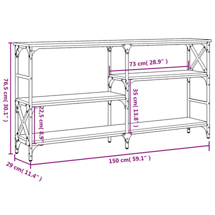 Avlastningsbord sonoma ek 150x29x76,5 cm konstruerat trä