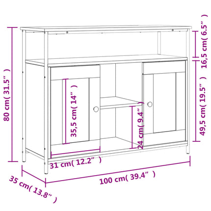 Skänk sonoma-ek 100x35x80 cm konstruerat trä