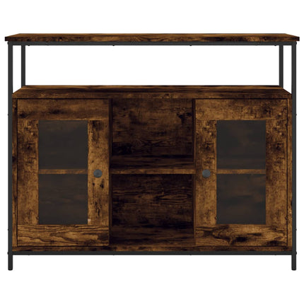 Skänk rökfärgad ek 100x35x80 cm konstruerat trä