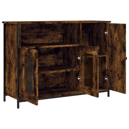 Skänk rökfärgad ek 100x35x75 cm konstruerat trä
