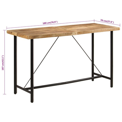 Barbord 180x70x107 cm massivt mangoträ och järn