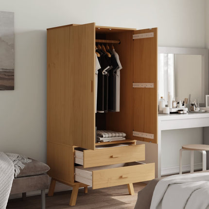 Garderob OLDEN brun 76,5x53x172 cm massiv furu