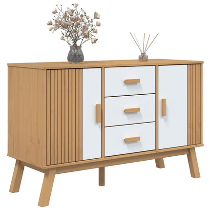 Skänk OLDEN vit och brun 114x43x73,5cm massiv furu