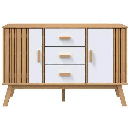 Skänk OLDEN vit och brun 114x43x73,5cm massiv furu