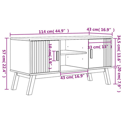 Tv-bänk OLDEN brun 114x43x57 cm massiv furu