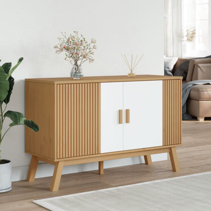 Skänk OLDEN vit och brun 114x43x73,5 cm massiv furu