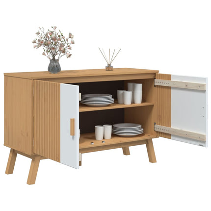 Skänk OLDEN vit och brun 114x43x73,5 cm massiv furu
