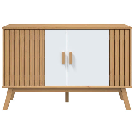 Skänk OLDEN vit och brun 114x43x73,5 cm massiv furu