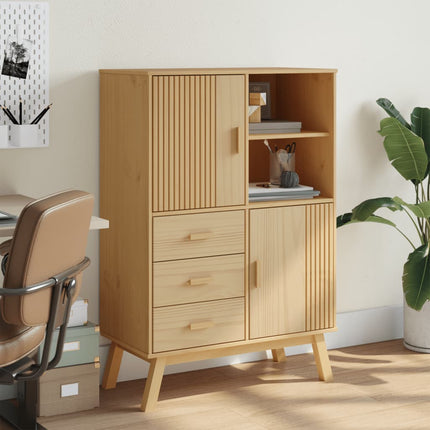 Skänk OLDEN brun 85x43x125 cm massiv furu