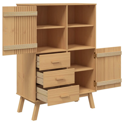 Skänk OLDEN brun 85x43x125 cm massiv furu