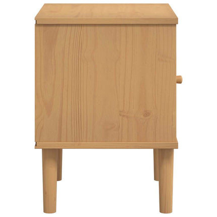 Sängbord SENJA rottinglook brun 40x35x48 cm massiv furu