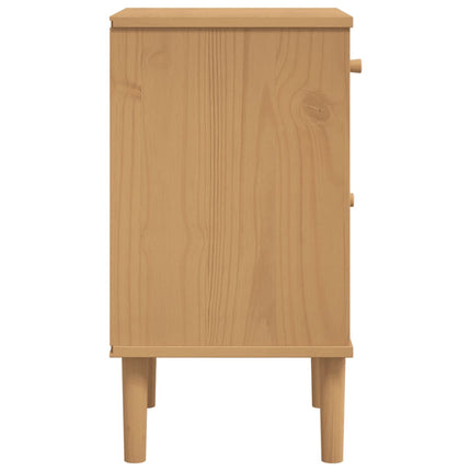 Sängbord SENJA rottinglook brun 40x35x65 cm massiv furu