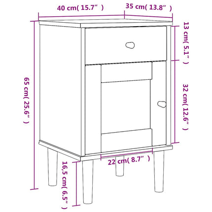 Sängbord SENJA rottinglook vit 40x35x65 cm massiv furu