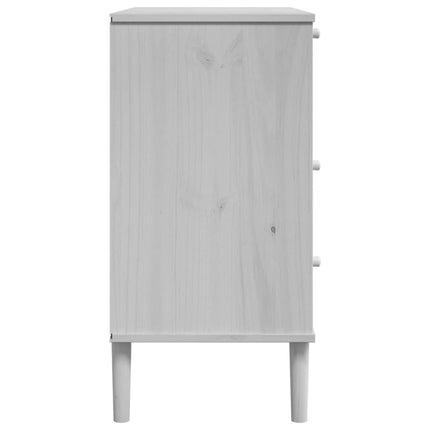 Byrå SENJA rottinglook vit 80x40x80 cm massiv furu
