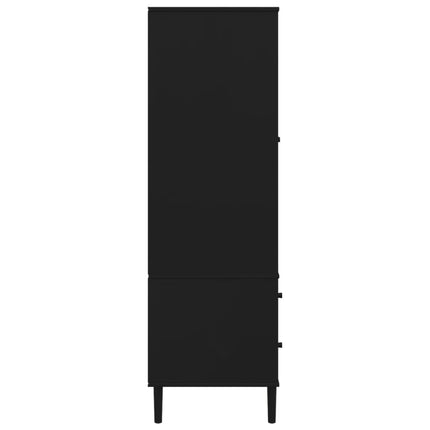 Garderob SENJA rottinglook svart 90x55x175 cm massiv furu