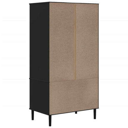 Garderob SENJA rottinglook svart 90x55x175 cm massiv furu
